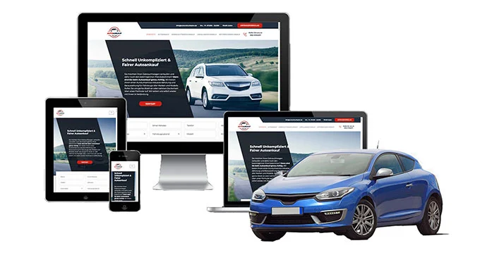 Ankaufseite mobil – Autoankauf Bitburg mit rotem PKW